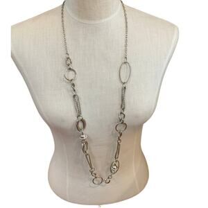 Lia Sophia long silver oval link chain necklace